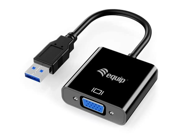 Udstyr USB 3.0 til VGA-adapter - 3.2 Gen 1 (3.1 Gen 1) - USB Type-A - VGA Out (D-Sub) - 1920 x 1080 pixels (133384) Sort