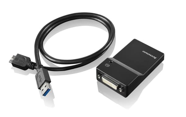 Lenovo USB 3.0 til DVI/VGA-skærmadapter - Ekstern videoadapter - USB 3.0 - DVI - til Miix 510-12, 520-12, 710-12, Thinkpad 13, ThinkPad E57X, L570, P5