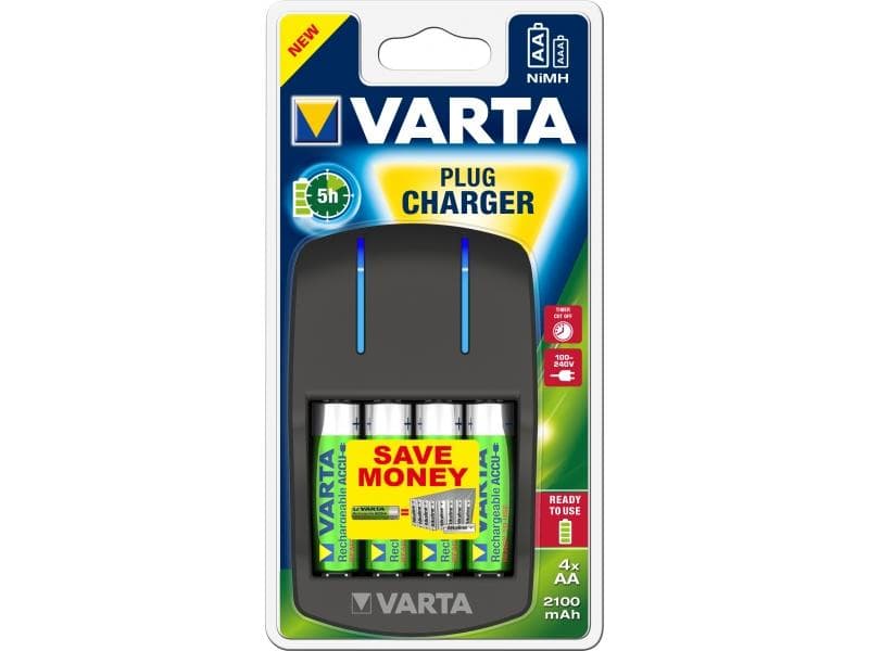 Varta Universal Ladegerät Plug Charger inkl. 4 x AA 57647 101 451