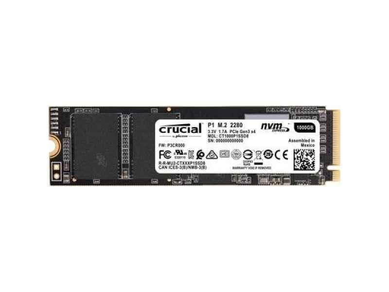 Crucial 1TB SSD P1 3D NAND NVMe PCIe M.2 Solid State Disk - CT1000P1SSD8