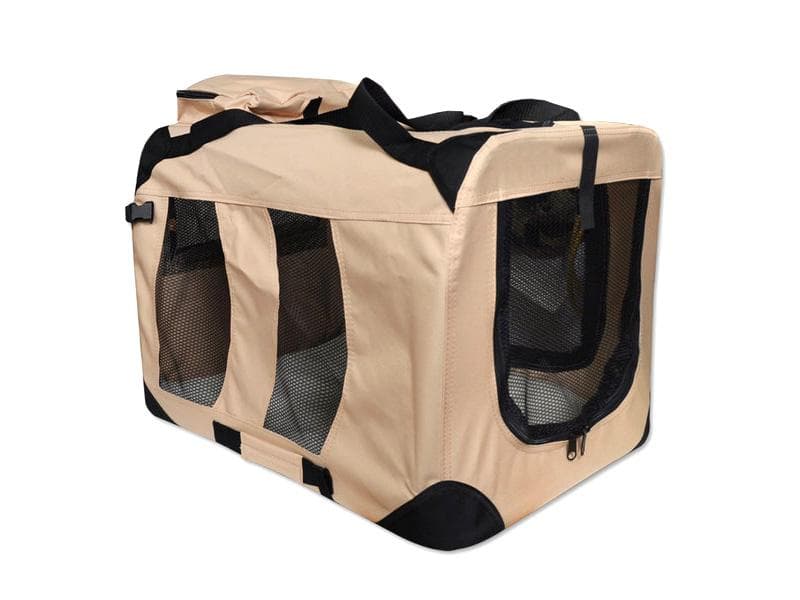 Dog Transport Box + Lying Mat (size L / 80cm, beige)