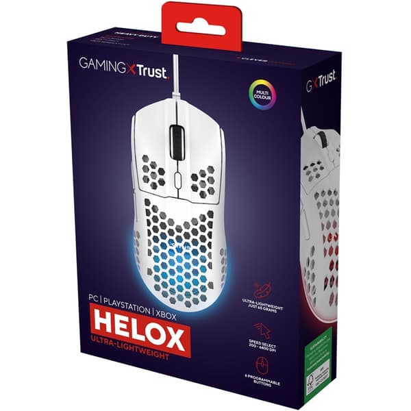 TRUST Gamingmus GXT 928W Helox Lättvikts - Vit