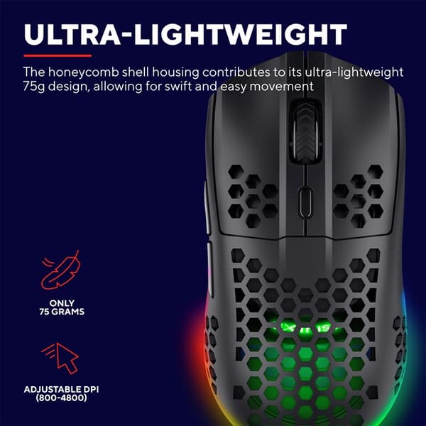 TRUST Gamingmus GXT 929 Helox Lättvikts - Svart