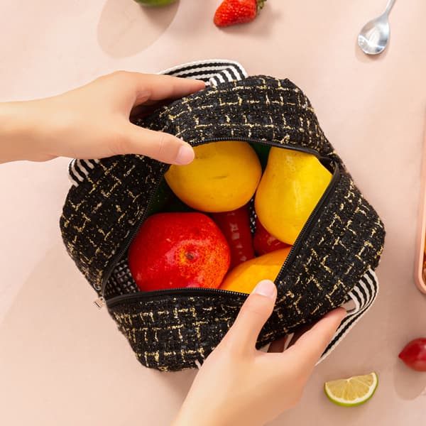 INF Handhållen Bärbar Thermal Lunch Bag Bento Bag Svart