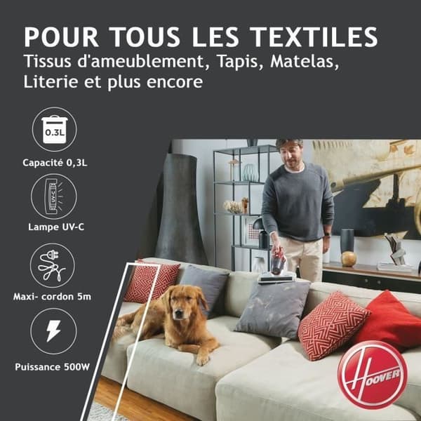 HOOVER MBC500 Specialhandvakuum - 500W - 300 ml - Bourgogne vitt