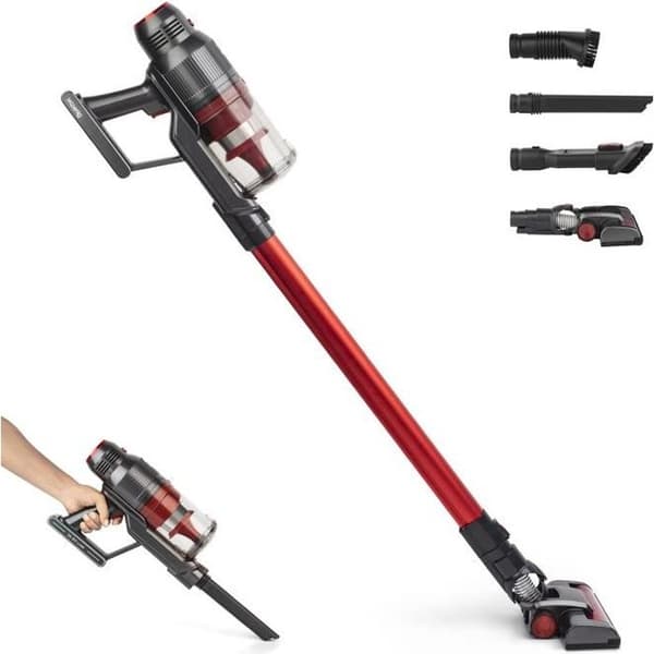 HKoeNIG UPX18 Trådlös 2-i-1-dammsugare FullPower - Autonomy 40min - Kapacitet 0,8L - Effekt 220W Grå, Röd