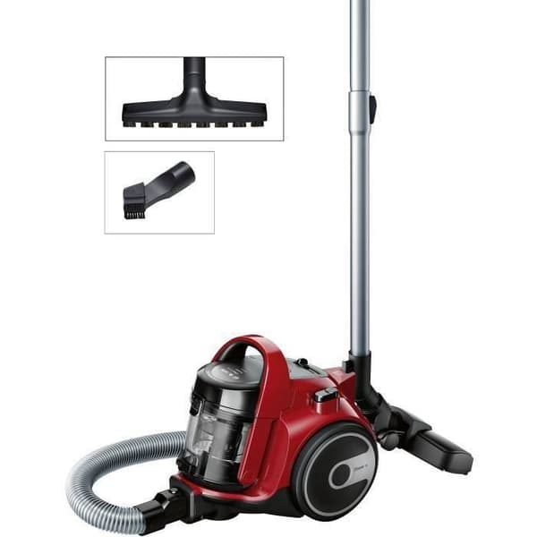 BOSCH BGC05AAA2 Dammsugare utan påse - 78 dB - Kapacitet 1,5 l - Tvättbart HEPA 12-filter Sort, Rød