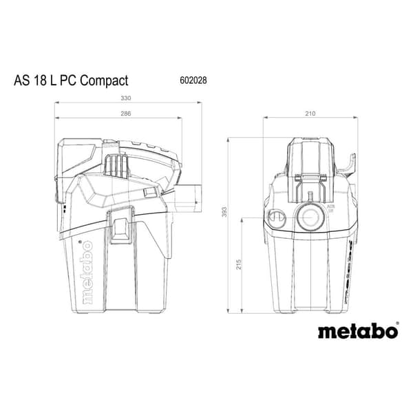 Metabo AS 18 L PC COMPACT 602028850 Grovdammsugare 6 l utan batteri