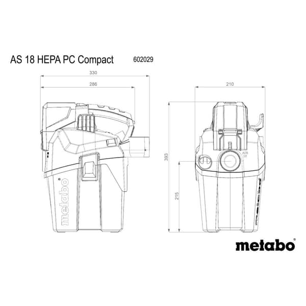 Metabo AS 18 HEPA PC COMPACT 602029850 Grovdammsugare 6 l utan batteri