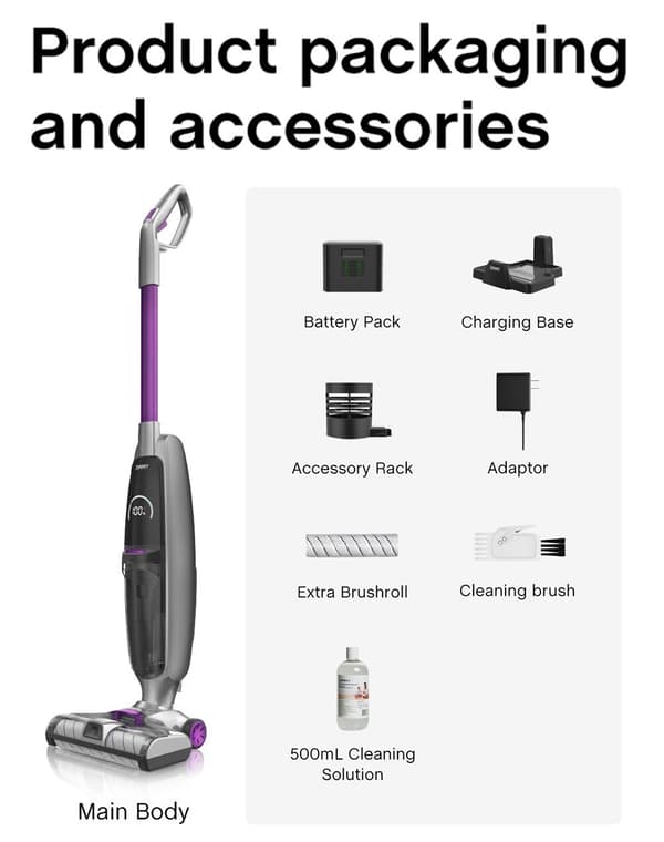 HW8 Pro Cordless Wet Dry Smart Dammsugare Washer Omedelbart Torr One-Touch Självrengöring