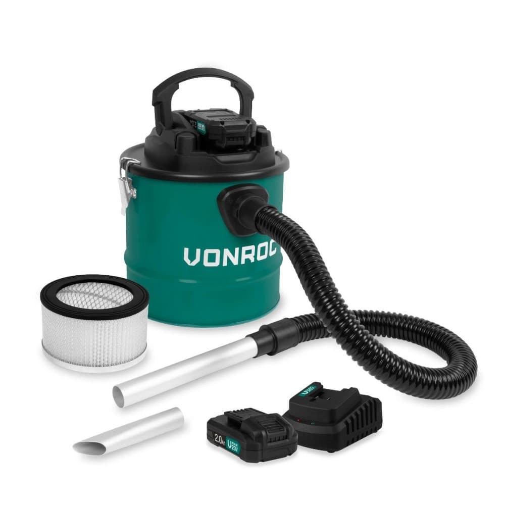 VONROC Batteridriven askdammsugare 20V - 2.0Ah - 12L tank | Inkl. 2 Batterier och snabbladdare