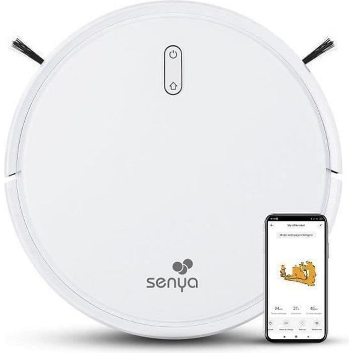 SENYA Connected robotdammsugare och mopp - 120 min autonomi - Djurhår - Vit - My Little Robot