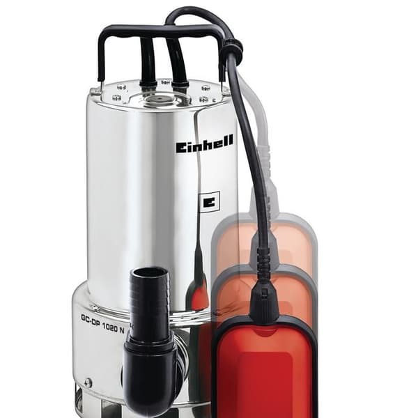 Einhell Avloppspump för smutsvatten GC-DP 1020 N (1000 W, nedsänkning 5 m, kabel 10 m) Levereras med universella adaptrar