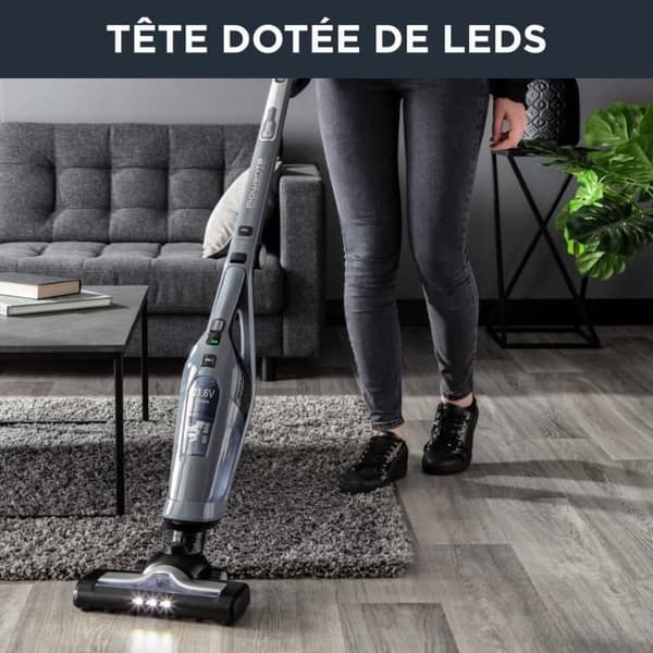 ROWENTA 2in1 sladdlös stickdammsugare, integrerad handdammsugare, autonomi upp till 75 min, lätt, LED-sughuvud RH6756WO