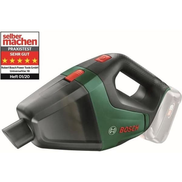 Bosch sladdlös handdammsugare - Endast UniversalVac 18 verktyg - Grön - Bin (utan påse) - Vakuumtryck 9 kPa