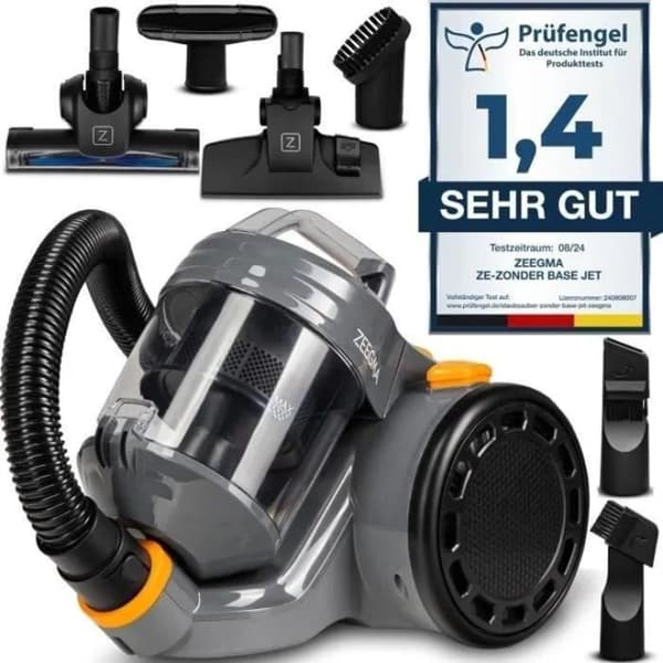 ZEEGMA Zonder Base Jet - Påslös dammsugare - Cyklonteknik - 2 x HEPA-filter - 899 W - 2 L - 79dB - Ekoklass A