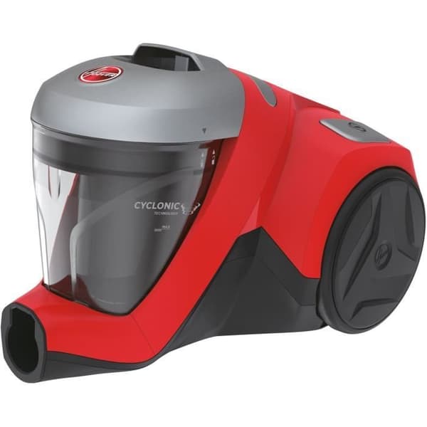 HOOVER HP310HM påslös kanisterdammsugare, kraftfull 850W kompakt cyklonteknik Stor kapacitet 2L + parkettborste, röd