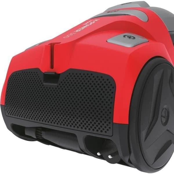 HOOVER HP310HM påslös kanisterdammsugare, kraftfull 850W kompakt cyklonteknik Stor kapacitet 2L + parkettborste, röd