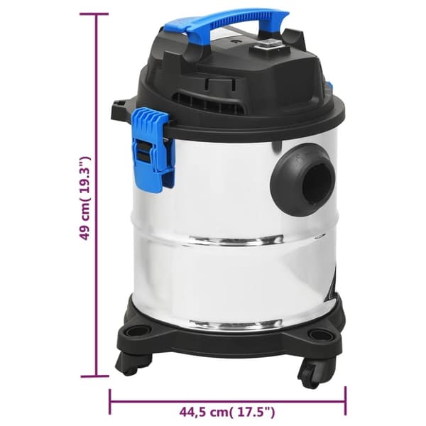 vidaXL våd-/tørstøvsuger 1200 W 20 l sølvfarvet