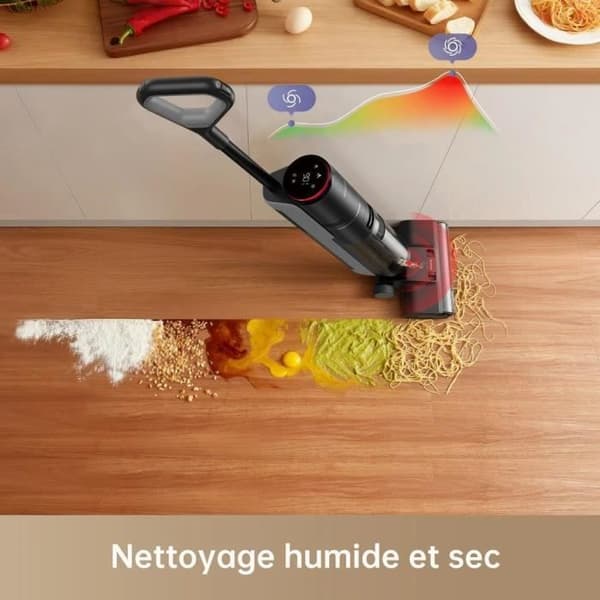 Dreame H12 Pro Vakuumrengöring Dry och våt intelligent renare trådlös, självrengöringsborste, LED -skärm, 900 ml vattentank