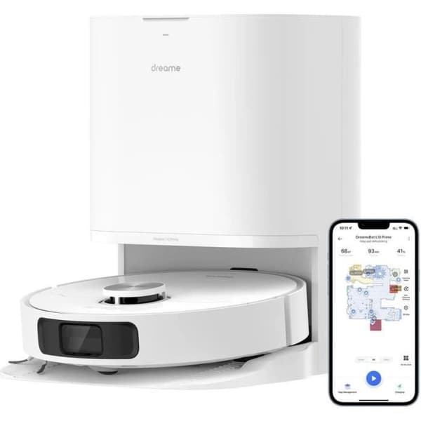 DREAME L10 Prime - Robotdammsugare - Automatisk rengöring - Autonomi 210 min - Sug 4000Pa - Tank 450mL Hvid
