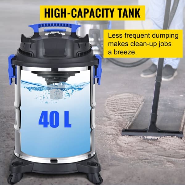 3-i-1 1200W 40L tank våt och torr dammsugare med 4 hjul, starkt sug, automatisk dammskakning, säker, vattentät, kompletta tillbehör