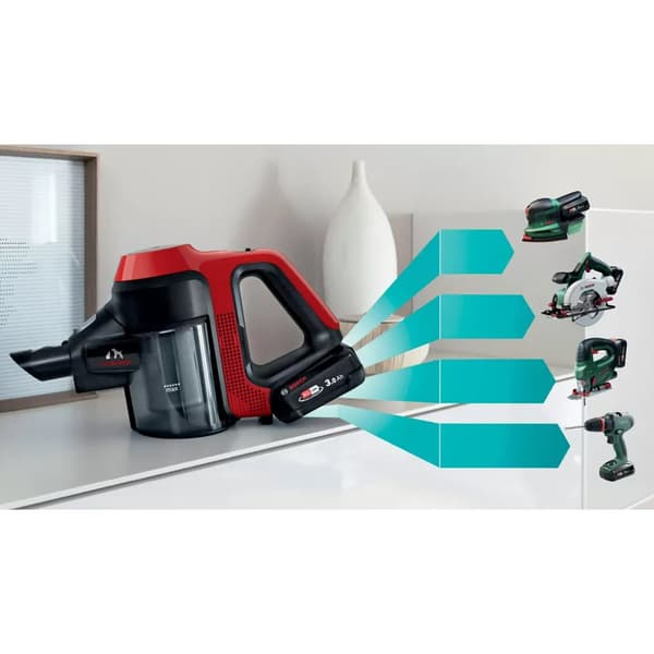 Bosch BBS711ANM stick vacuum/electric broom Bagless 0.3 L Black, Red, Stainless steel