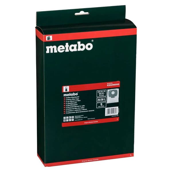 Metabo Dammsugarpåse 5 Fleece 25 L Durchsichtig