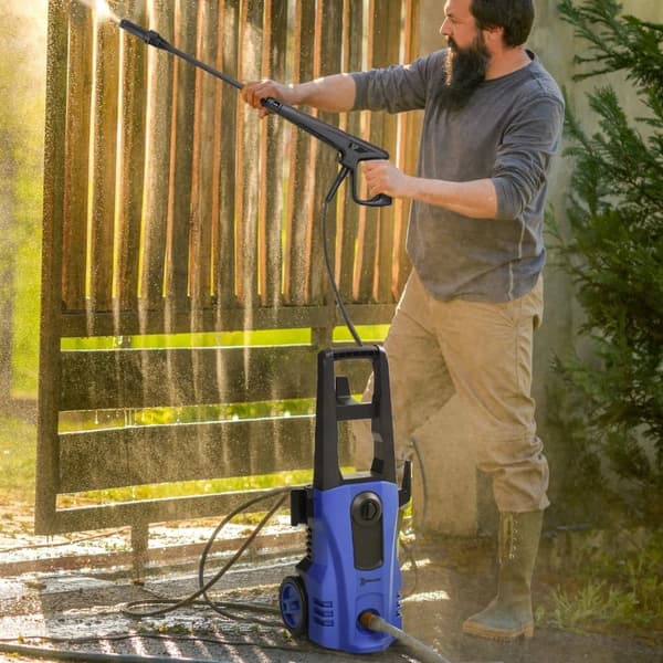 Rootz højtryksrenser - 5 stk. Tilbehør - Justerbar sprøjtedyse - 150 bar tryk - 1800 W - Maks. 510 l/t - 2 hjul - Blå + Sort - 35 x 27 x 78 cm