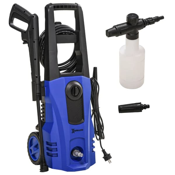 Rootz højtryksrenser - 5 stk. Tilbehør - Justerbar sprøjtedyse - 150 bar tryk - 1800 W - Maks. 510 l/t - 2 hjul - Blå + Sort - 35 x 27 x 78 cm
