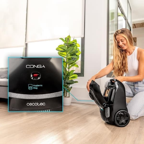Cecotec 890-W canister vacuum cleaner. With bag. Maximum tank capacity of up to 4 L, with high-efficiency filtering system and metallic telescopic tu