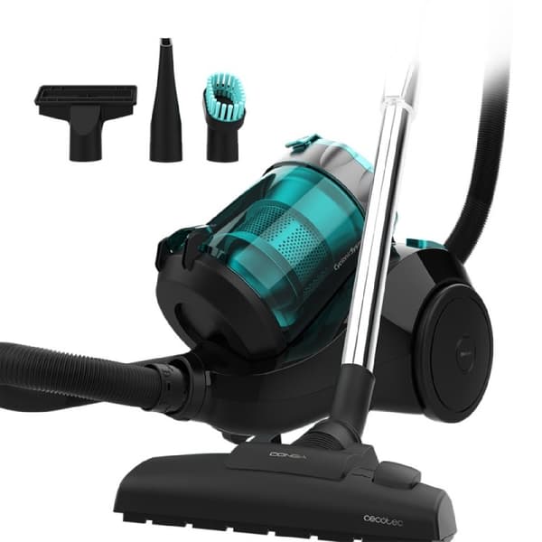 Cecotec 800-W canister vacuum cleaner. Multi-cyclonic and bagless. Maximum tank capacity of up to 2.5 L, with high-efficiency filtering system and me
