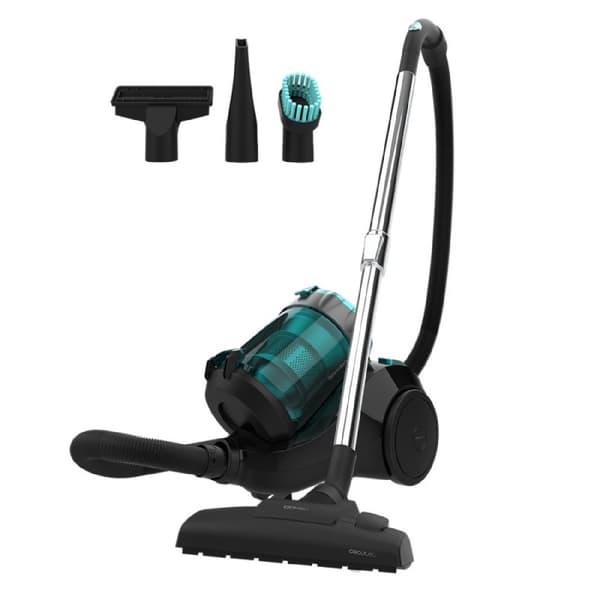 Cecotec 800-W canister vacuum cleaner. Multi-cyclonic and bagless. Maximum tank capacity of up to 2.5 L, with high-efficiency filtering system and me Svart