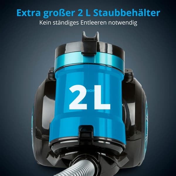 MEDION MD 19407 påslös cyklondammsugare - Effekt 800W - Dammbehållarens kapacitet 2 L - HEPA-filter - Integrerade tillbehör