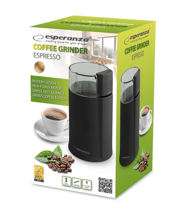Esperanza Espresso EKC001K kahvimylly (160W; isku; musta)