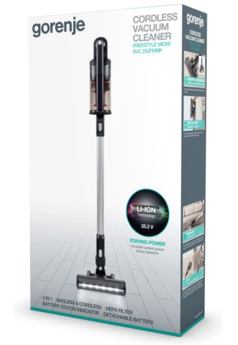 Gorenje | Dammsugare Handstick 2in1 | SVC252FMBK | Sladdlös drift | Handsticka och handhållen | 35 W | 25.2 maj | Operativ vol