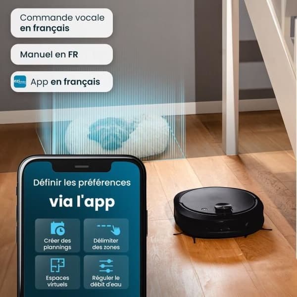 Ansluten robotdammsugare och mopp med EZICLEAN allt-i-ett Z10 Plus tömningsbas - 240 min - 6000pa - 180m² - 1,5L