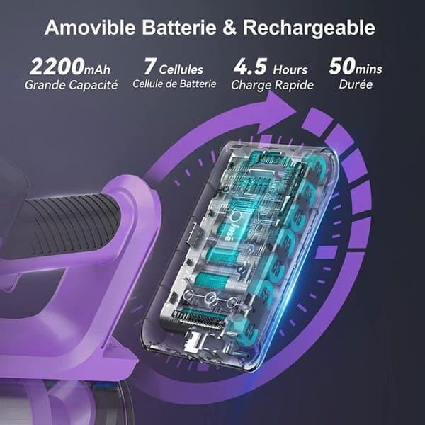 500W/40KPa sladdlös kvastdammsugare, 7x2200MAH/80min, 6-stegs HEPA-filtrering, minnesfunktion, lämplig för djurhår