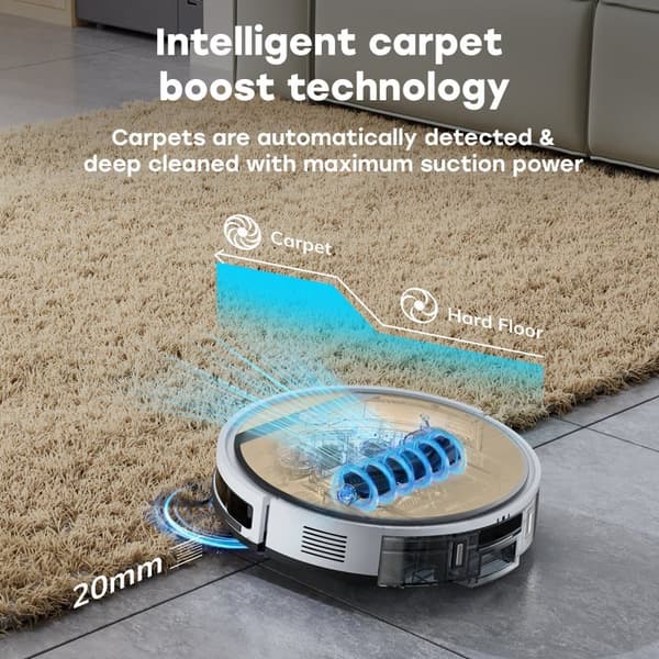 ZACO V5 Max robotdammsugare med moppningsfunktion, 3000 Pa, app-kontroll & Alexa, guld