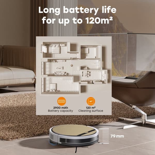 ZACO V5 Max robotdammsugare med moppningsfunktion, 3000 Pa, app-kontroll & Alexa, guld