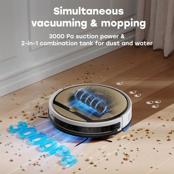 ZACO V5 Max robotdammsugare med moppningsfunktion, 3000 Pa, app-kontroll & Alexa, guld