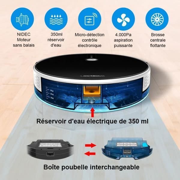 LIECTROUX C30B - Ansluten robotdammsugare - 4000 Pa - Kartnavigering - Autonomi 120 min - 2500mAh batteri