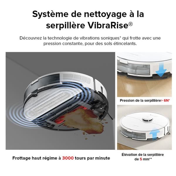 Roborock S8 -Vit Robotdammsugare- 6000Pa- Dubbelborste- Sonic Vibration- 3D Structured Light- S7 Upgrade