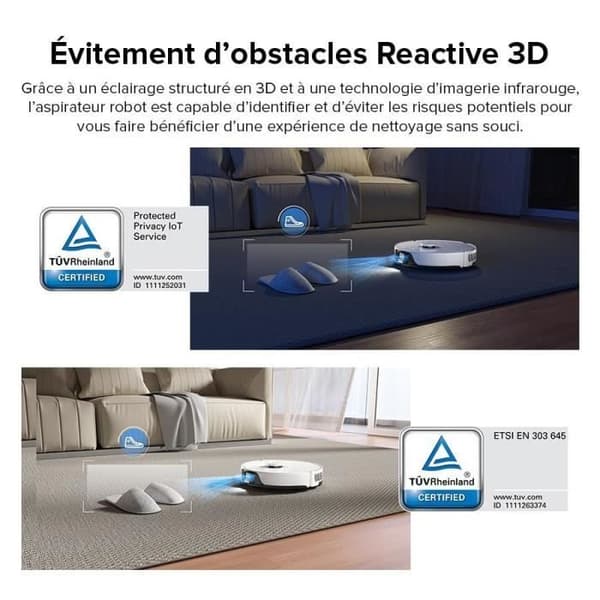 Roborock S8 -Vit Robotdammsugare- 6000Pa- Dubbelborste- Sonic Vibration- 3D Structured Light- S7 Upgrade