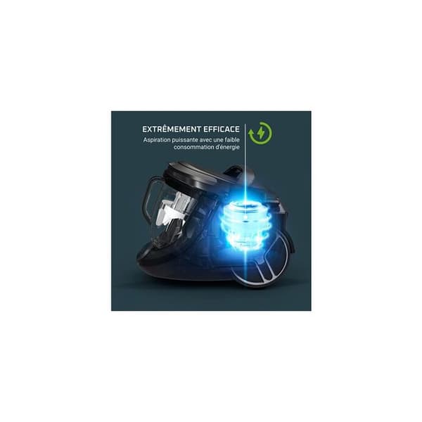 Rowenta påslös dammsugare Silence Force Cyclonic Effitech Model Total Clean RO7961EA 500 W Svart och Blå Grå