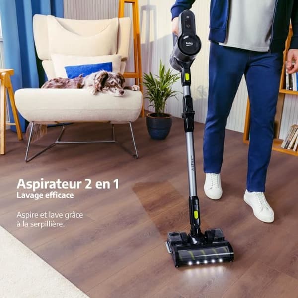 BEKO VRT84225VI - Sladdlös kvastdammsugare - 100 luftwatt sugkraft - Upplyst borste - Drifttid upp till 45 minuter