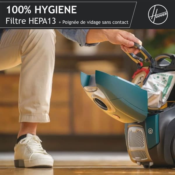Kanisterdammsugare med påse - HOOVER - HE530ALG - 700 W - 4 L - 65 dBA - Special för djur och allergier