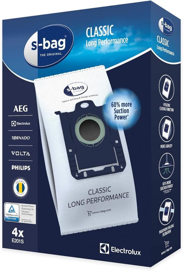 (12-PACK) Electrolux E201S Dammsugarpåsar S-bag Classic Long Performance
