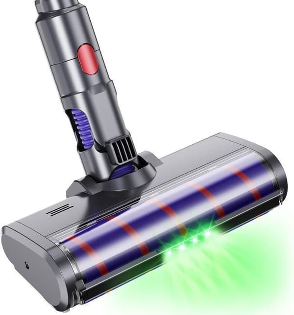 Borste kompatibel för Dyson V7 V8 V10 V11 V15 V16, direktdriven rengöringsturboborstetillbehör med 4 LED-lampor