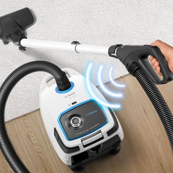 BOSCH BGB6SIL1 - dammsugare med påse - Series 6 ProSilence - vit - kraftdimmer vid handtaget - 66 dB - ULPA - 12m - 4,5L påse
